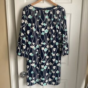 Talbot’s floral blossoms sheath dress bell sleeves office casual size 4P petite
